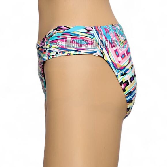 Kenneth Cole Bikini Bottom Tribal Print Shirred Hipster Sash Tab Swim XL NWT - Picture 4 of 10